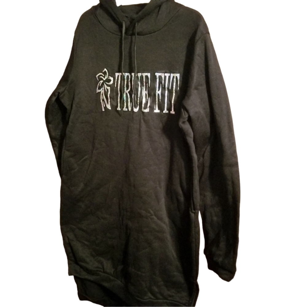 Here is a hooded sweater dress